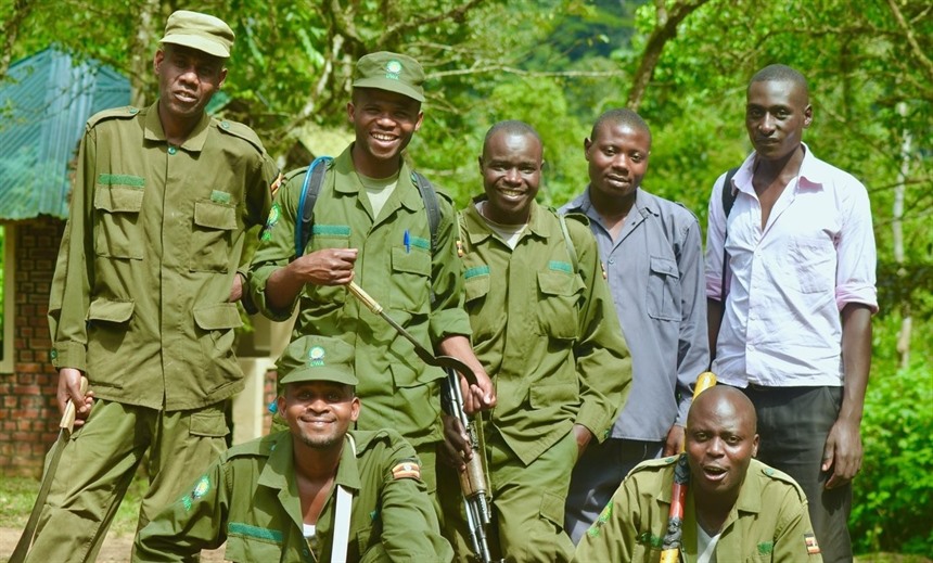 Rangers, porters and staff of Uganda Wildlife Authority (UWA) at Buhoma, Bwindi Impenetrable National Park, Uganda (photo: Craig Kaufman)