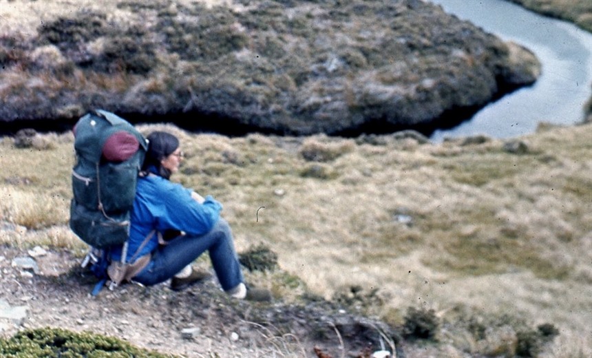 Hilary in the Falkland Islands in 1974, photo provided by Hilary Bradt