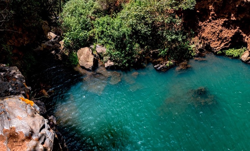 The Blue Pool at Ngare Ndare Forest Reserve, which, with Lewa Wildlife Conservancy, is part of the Mt Kenya World Heritage Site