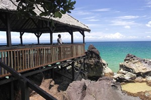The deck overlooking Antongil Bay