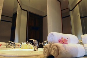 Bathroom and towels at Palissandre Hotel and Spa