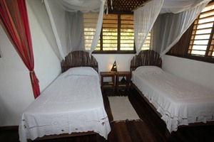 Twin room interior, family bungalow