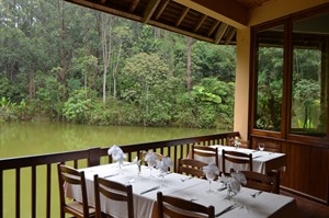 Open air section of restaurant Vakona Forest Lodge