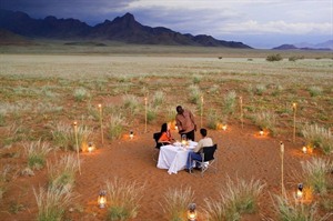 Romantic dining at Sossusvlei Desert Lodge