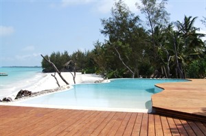 Beach and pool view at Pongwe Beach hotel, Zanzibar