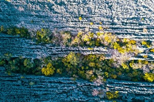Drone view of Ankarana showing the tsingy formations