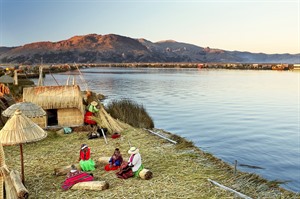 Floating reed islands of Lake Titicaca