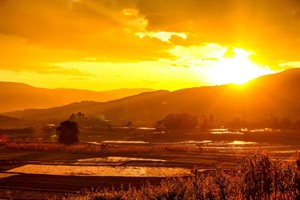 Sunset over ricefields near Antsirabe